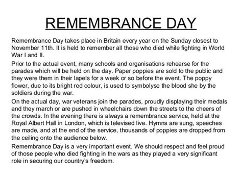 Grade 7 remembrance day essays